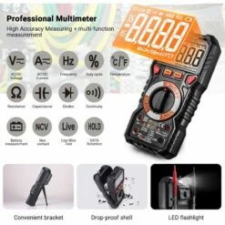 Multimètre Numérique TACKLIFE DM01 Avec Température De Détection De Tension Sans Contact, Testeur De Continuité Avec Eclairage 6 Multimètre Numérique TACKLIFE DM01 Avec Température De Détection De Tension Sans Contact, Testeur De Continuité Avec Eclairage -Outil de l'électricien Soldes 2022 51766123 3