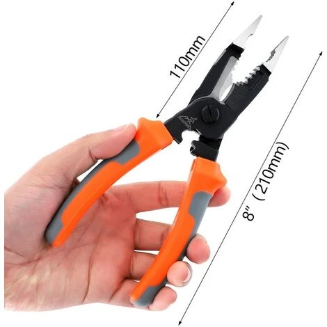 DECKON Pince à Sertir 5 En 1 De 8 Pouces, Dénudeur De Fil D'électricien, Pince à Découper De Câble Multifonction Avec Nez à Aiguille 3 DECKON Pince à Sertir 5 En 1 De 8 Pouces, Dénudeur De Fil D'électricien, Pince à Découper De Câble Multifonction Avec Nez à Aiguille – Image 3