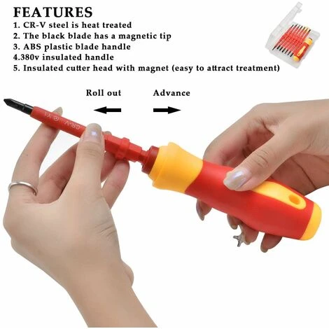 Tournevis Jeu De Tournevis Isolés Jeu De Tournevis En Acier Au Chrome Vanadium Avec Poignée Souple, Jeu De Tournevis Avec Fentes Magnétiques Jeu D'outils De Réparation électrique Macaron 4 Tournevis Jeu De Tournevis Isolés Jeu De Tournevis En Acier Au Chrome Vanadium Avec Poignée Souple, Jeu De Tournevis Avec Fentes Magnétiques Jeu D'outils De Réparation électrique Macaron – Image 4