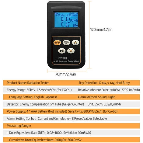 SUPERSELLER Testeur De Rayonnement Portable Alarme De Dose De Rétroéclairage Numérique Détection De Rayons β Durs Et Actuels Affichage DER Cumulatif Compteur Geiger Moniteur De Dosimètre Pour Champ électromagnétique Détection De Pierres Minérales En Acier - Le Noir 4 SUPERSELLER Testeur De Rayonnement Portable Alarme De Dose De Rétroéclairage Numérique Détection De Rayons β Durs Et Actuels Affichage DER Cumulatif Compteur Geiger Moniteur De Dosimètre Pour Champ électromagnétique Détection De Pierres Minérales En Acier - Le Noir – Image 4