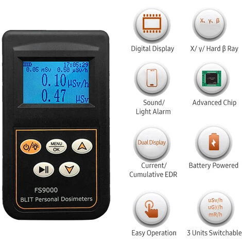 SUPERSELLER Testeur De Rayonnement Portable Alarme De Dose De Rétroéclairage Numérique Détection De Rayons β Durs Et Actuels Affichage DER Cumulatif Compteur Geiger Moniteur De Dosimètre Pour Champ électromagnétique Détection De Pierres Minérales En Acier - Le Noir 5 SUPERSELLER Testeur De Rayonnement Portable Alarme De Dose De Rétroéclairage Numérique Détection De Rayons β Durs Et Actuels Affichage DER Cumulatif Compteur Geiger Moniteur De Dosimètre Pour Champ électromagnétique Détection De Pierres Minérales En Acier - Le Noir – Image 5