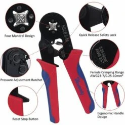 DECKON Pince à Sertir Pince à Sertir Avec 1200 Bornes Isolées à Virole Cliquet à Sertir Automatique -Outil de l'électricien Soldes 2022 53921536 3