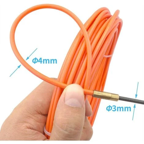ALMI Tire Fil Electrician 15M 4,0mm Diamètre Kit Rétractable D’installation Pour Cable Avec Tête Flexible De Guidage, En Nylon Rouge 2 ALMI Tire Fil Electrician 15M 4,0mm Diamètre Kit Rétractable D’installation Pour Cable Avec Tête Flexible De Guidage, En Nylon Rouge – Image 2