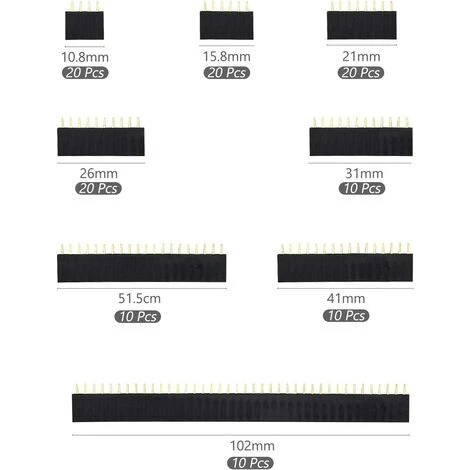 MONLY Kit D'assortiment D'en-tête De Broche Femelle De 2,54 Mm, 120pcs Connecteur Embase Pins LED Connecteur Broches Pour Bouclier Empilable 2 MONLY Kit D'assortiment D'en-tête De Broche Femelle De 2,54 Mm, 120pcs Connecteur Embase Pins LED Connecteur Broches Pour Bouclier Empilable – Image 2