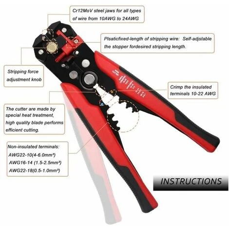 Pince à Dénuder Multifonction Rouge En 8 Pouces FUIENKO 4 Pince à Dénuder Multifonction Rouge En 8 Pouces FUIENKO – Image 4