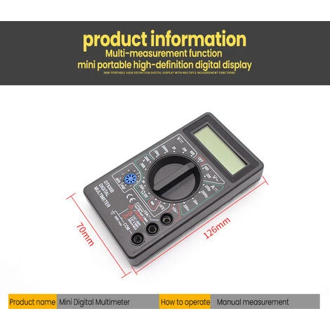 MERKMAK Multimetre Numerique Lcd Dt-830B, Mini Multimetre Portable Pour Voltmetre Ammetre Ac/Dc 750/1000V Ohm Testeur Metre Avec Sonde Noir 2 MERKMAK Multimetre Numerique Lcd Dt-830B, Mini Multimetre Portable Pour Voltmetre Ammetre Ac/Dc 750/1000V Ohm Testeur Metre Avec Sonde Noir – Image 2