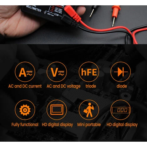 MERKMAK Multimetre Numerique Lcd Dt-830B, Mini Multimetre Portable Pour Voltmetre Ammetre Ac/Dc 750/1000V Ohm Testeur Metre Avec Sonde Jaune 5 MERKMAK Multimetre Numerique Lcd Dt-830B, Mini Multimetre Portable Pour Voltmetre Ammetre Ac/Dc 750/1000V Ohm Testeur Metre Avec Sonde Jaune – Image 5