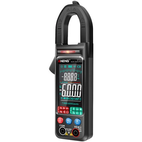 ANENG ST212 Pince Multimètre Numérique Intelligente 6000 Points Voltmètre AC & DC 400A Ampèremètre VA Affichage Coloré, Noir - Noir 4 ANENG ST212 Pince Multimètre Numérique Intelligente 6000 Points Voltmètre AC & DC 400A Ampèremètre VA Affichage Coloré, Noir - Noir – Image 4