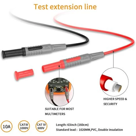 TANABATA Sondes De Multimètre 10-in-1 Kit De Fils De Test 10 Pieces Mene Au Metre De Electronic Automotive Sondes Kit Pour Multimetre Et Pince Metre Avec Pinces Alligator Et Banana Plug 2 TANABATA Sondes De Multimètre 10-in-1 Kit De Fils De Test 10 Pieces Mene Au Metre De Electronic Automotive Sondes Kit Pour Multimetre Et Pince Metre Avec Pinces Alligator Et Banana Plug – Image 2