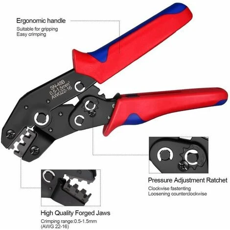 Pince à Sertir, 600 Terminals Sertissage Wire Crimpers Support 0.5-1.5mm2, Pinces Professionnelles Outil à Sertir Rouge FUIENKO 2 Pince à Sertir, 600 Terminals Sertissage Wire Crimpers Support 0.5-1.5mm2, Pinces Professionnelles Outil à Sertir Rouge FUIENKO – Image 2