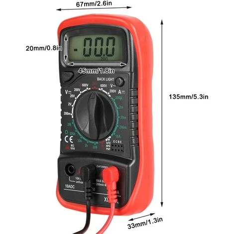 TRIOMPHE Multimètre Numérique XL830L,T-Audace Multimètre Numérique LCD Portable, Testeur De Tension De Courant, Plastique Et Silicone (XL830L Rouge) 2 TRIOMPHE Multimètre Numérique XL830L,T-Audace Multimètre Numérique LCD Portable, Testeur De Tension De Courant, Plastique Et Silicone (XL830L Rouge) – Image 2