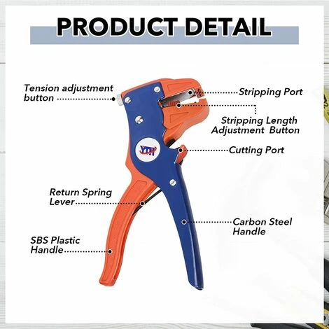 BEARSU Pince à Dénuder Automatique Sertisseur Coupeur De Cables Multifonctionnel Outils A Dénuder Aquilin De Fils Outillage A Main Orange 150 Mm Pince Coupe Câble En Bec De Canard (Bleu&Orange) 2 BEARSU Pince à Dénuder Automatique Sertisseur Coupeur De Cables Multifonctionnel Outils A Dénuder Aquilin De Fils Outillage A Main Orange 150 Mm Pince Coupe Câble En Bec De Canard (Bleu&Orange) – Image 2