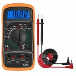 FR-LIFE Multimètre Numérique BR-Vie Mini-Multimètre De Gamme Manuelle Testeur Des Piles Mètre Compteur DMM Pour Bricolage Test De Voltage AC DC Courant DC Résistance Ampèremètre Voltmètre Ohmmètre Avec Ecran LCD Rétroéclairé Et Sondes Pile Fournies