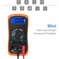 FR-LIFE Multimètre Numérique BR-Vie Mini-Multimètre De Gamme Manuelle Testeur Des Piles Mètre Compteur DMM Pour Bricolage Test De Voltage AC DC Courant DC Résistance Ampèremètre Voltmètre Ohmmètre Avec Ecran LCD Rétroéclairé Et Sondes Pile Fournies -Outil de l'électricien Soldes 2022 57142974 3