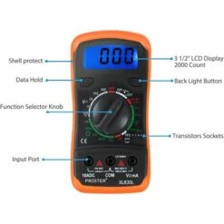 FR-LIFE Multimètre Numérique BR-Vie Mini-Multimètre De Gamme Manuelle Testeur Des Piles Mètre Compteur DMM Pour Bricolage Test De Voltage AC DC Courant DC Résistance Ampèremètre Voltmètre Ohmmètre Avec Ecran LCD Rétroéclairé Et Sondes Pile Fournies -Outil de l'électricien Soldes 2022 57142974 4