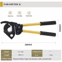 AIDUCHO Coupe-câble Manuel à Cliquet (CC-400) -Outil de l'électricien Soldes 2022 57335057 3