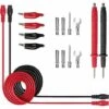 ALMI Kit Pour Multimètre électrique Universel Avec Câbles De Test, Sondes De Test, Aiguilles De Test, Pinces Crocodiles, Fiches Banane Et Connecteurs En U