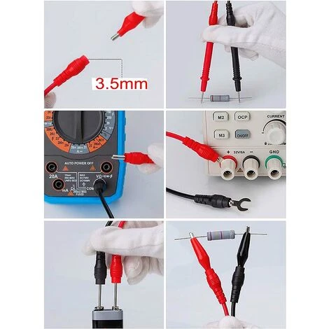 ALMI Kit Pour Multimètre électrique Universel Avec Câbles De Test, Sondes De Test, Aiguilles De Test, Pinces Crocodiles, Fiches Banane Et Connecteurs En U 3 ALMI Kit Pour Multimètre électrique Universel Avec Câbles De Test, Sondes De Test, Aiguilles De Test, Pinces Crocodiles, Fiches Banane Et Connecteurs En U – Image 3