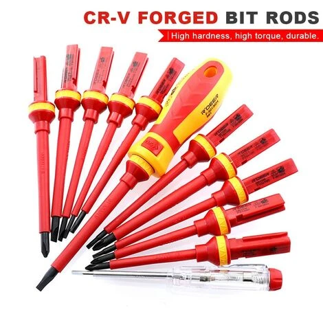 Cisea Jeu De Tournevis Isolés, 1000V Fendu Phillips Embouts De Vis Poignée Antidérapante Réparation Outils à Main Pour électricien 4 Cisea Jeu De Tournevis Isolés, 1000V Fendu Phillips Embouts De Vis Poignée Antidérapante Réparation Outils à Main Pour électricien – Image 4