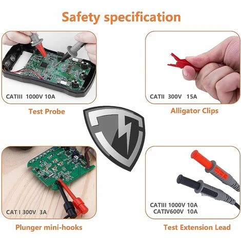 FONTAINEBLEAU Sondes De Multimètre, Kit De Câbles De Test Pour Multimètre électronique Avec Pinces Crocodiles, Stylo De Détection 1000 V20 A Et Câble De Test SMD Pour Multimètres,Fonepro 3 FONTAINEBLEAU Sondes De Multimètre, Kit De Câbles De Test Pour Multimètre électronique Avec Pinces Crocodiles, Stylo De Détection 1000 V20 A Et Câble De Test SMD Pour Multimètres,Fonepro – Image 3