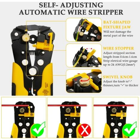 BEARSU Pince à Dénuder Automatique AWG 10-24, Pince à Dénuder 3 En 1 Pince à Sertir Multifonction Longueur De Coupe 8 Pouces Réglage Dénudeur De Câble Entretien électronique Usage Domestique 2 BEARSU Pince à Dénuder Automatique AWG 10-24, Pince à Dénuder 3 En 1 Pince à Sertir Multifonction Longueur De Coupe 8 Pouces Réglage Dénudeur De Câble Entretien électronique Usage Domestique – Image 2