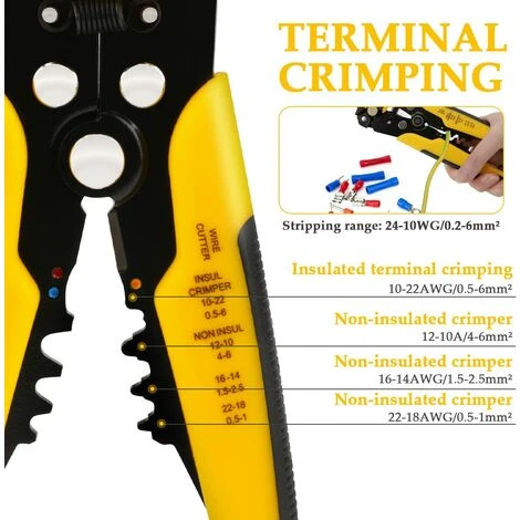 BEARSU Pince à Dénuder Automatique AWG 10-24, Pince à Dénuder 3 En 1 Pince à Sertir Multifonction Longueur De Coupe 8 Pouces Réglage Dénudeur De Câble Entretien électronique Usage Domestique 3 BEARSU Pince à Dénuder Automatique AWG 10-24, Pince à Dénuder 3 En 1 Pince à Sertir Multifonction Longueur De Coupe 8 Pouces Réglage Dénudeur De Câble Entretien électronique Usage Domestique – Image 3