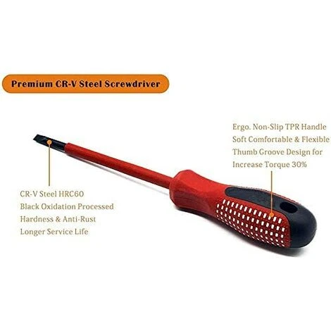 AOUGO Jeu De 7 Tournevis Isolés 1000 V En Acier CR-V De Qualité Supérieure Avec Embouts Magnétiques En Oxyde Noir Et Poignée TPR Antidérapante 2 AOUGO Jeu De 7 Tournevis Isolés 1000 V En Acier CR-V De Qualité Supérieure Avec Embouts Magnétiques En Oxyde Noir Et Poignée TPR Antidérapante – Image 2