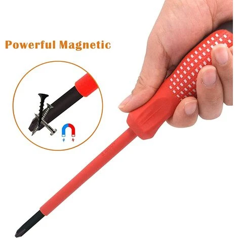 AOUGO Jeu De 7 Tournevis Isolés 1000 V En Acier CR-V De Qualité Supérieure Avec Embouts Magnétiques En Oxyde Noir Et Poignée TPR Antidérapante 3 AOUGO Jeu De 7 Tournevis Isolés 1000 V En Acier CR-V De Qualité Supérieure Avec Embouts Magnétiques En Oxyde Noir Et Poignée TPR Antidérapante – Image 3