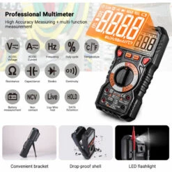 TODOT Multimètre Numérique Avec Température De Détection De Tension Sans Contact, Testeur De Continuité Avec Eclairage - DM01 -Outil de l'électricien Soldes 2022 58757992 3