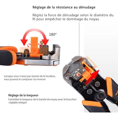 TODOT 3 En 1 Pince à Dénuder Automatique, Pince à Sertir, Pour Câbles 0.2-6 Mm², Coupeur Câble Fil Corde, Outil Sertissage- MWS02 5 TODOT 3 En 1 Pince à Dénuder Automatique, Pince à Sertir, Pour Câbles 0.2-6 Mm², Coupeur Câble Fil Corde, Outil Sertissage- MWS02 – Image 5