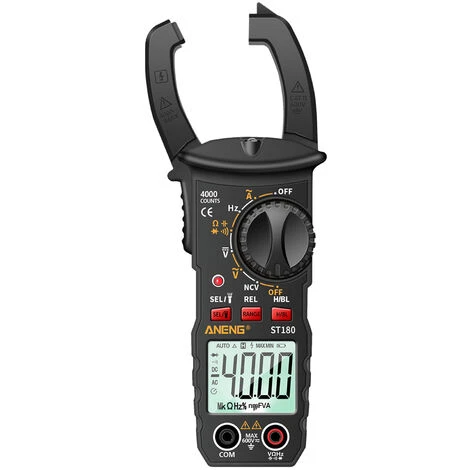 Multimètre ANENG ST180 Multimètre Pince Ampèremétrique Numérique Afficheur Numérique Pince Voltmètre AC/DC Pince électricien Automatique Intelligente Pince De Mesure Numérique De Rodage - Noir 2 Multimètre ANENG ST180 Multimètre Pince Ampèremétrique Numérique Afficheur Numérique Pince Voltmètre AC/DC Pince électricien Automatique Intelligente Pince De Mesure Numérique De Rodage - Noir – Image 2