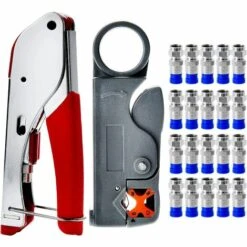 MINKUROW Ensemble De Pinces De Compression Dénudeur De Câble Coaxiaux Pince à Sertir à Compression Pour Câble Coaxial RG58 RG59 RG6 RG-62, Câble TV