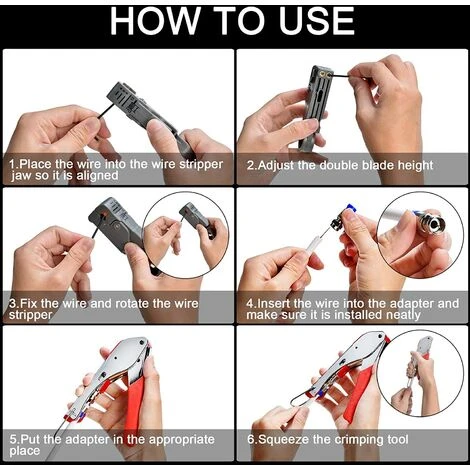MINKUROW Ensemble De Pinces De Compression Dénudeur De Câble Coaxiaux Pince à Sertir à Compression Pour Câble Coaxial RG58 RG59 RG6 RG-62, Câble TV 5 MINKUROW Ensemble De Pinces De Compression Dénudeur De Câble Coaxiaux Pince à Sertir à Compression Pour Câble Coaxial RG58 RG59 RG6 RG-62, Câble TV – Image 5