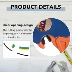 BENOBBY KIDS Pince à Dénuder Automatique Sertisseur Coupeur De Cables Multifonctionnel Outils A Dénuder Aquilin De Fils Outillage A Main Orange Pince Coupe Câble En Bec De Canard (Bleu&Orange) -Outil de l'électricien Soldes 2022 60417527 3