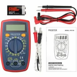 Proster Multimètre Numérique 1999 Portable Multi Testeur Avec Fils De Test Mini Voltmètre Ampèremètre Ohmmètre Avec Rétroéclairage LCD Pour Test De Tension Courant Continuité Diodes Test