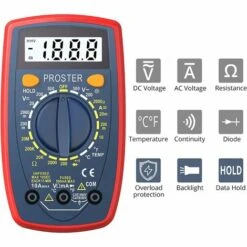 Proster Multimètre Numérique 1999 Portable Multi Testeur Avec Fils De Test Mini Voltmètre Ampèremètre Ohmmètre Avec Rétroéclairage LCD Pour Test De Tension Courant Continuité Diodes Test 9 Proster Multimètre Numérique 1999 Portable Multi Testeur Avec Fils De Test Mini Voltmètre Ampèremètre Ohmmètre Avec Rétroéclairage LCD Pour Test De Tension Courant Continuité Diodes Test -Outil de l'électricien Soldes 2022 61048494 5