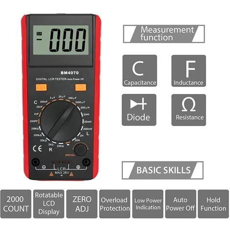 Proster Capacimètre Pour Condensateur Avec Grand Écran Réversible Mètre De Capacité Numérique Testeur De Numérique Condensateur LCD Testeur De Capacitance Inductance Résistance Affichage Max 1999 3 Proster Capacimètre Pour Condensateur Avec Grand Écran Réversible Mètre De Capacité Numérique Testeur De Numérique Condensateur LCD Testeur De Capacitance Inductance Résistance Affichage Max 1999 – Image 3