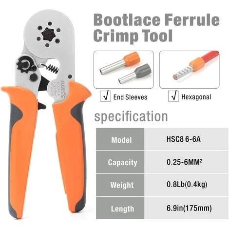 BEARSU HSC8 6-6 Pince à Sertir Pince à Sertir Auto-réglables Outils Utilisé Pour 0,25-6,0 Mm² Câble End-sleeves 4 BEARSU HSC8 6-6 Pince à Sertir Pince à Sertir Auto-réglables Outils Utilisé Pour 0,25-6,0 Mm² Câble End-sleeves – Image 4
