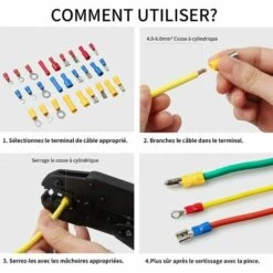 LYCXAMES Pince à Sertir à Cliquet Avec 700 Cosses Électrique Pour Câbles 0,5-1,5mm²/1,5-2,5mm²/4,0-6,0mm² -Outil de l'électricien Soldes 2022 61326834 5