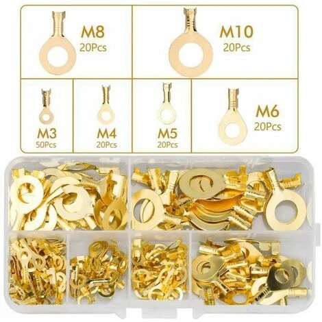 Cosses De Fil électrique Oeillet Cosses De Fil D'anneau En Laiton Trou D'oeil Kit De Bornes 150 Pièces FUIENKO 2 Cosses De Fil électrique Oeillet Cosses De Fil D'anneau En Laiton Trou D'oeil Kit De Bornes 150 Pièces FUIENKO – Image 2