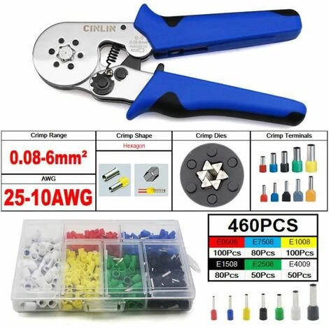 Pince à Sertir Les Terminaux Tubulaires Isolés, De Style Européen, En Forme'aiguille, Terminaux 460Pcs FUIENKO 1 Pince à Sertir Les Terminaux Tubulaires Isolés, De Style Européen, En Forme'aiguille, Terminaux 460Pcs FUIENKO