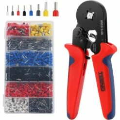 Pince à Sertir Outil De Sertissage Kit AWG23-7/0.25-10mm2 Avec 1200 Cosses De Cables Isolées à Sertir TEENO, Electriques Connecteurs à Sertir Pince électricien Professionnel - Rouge