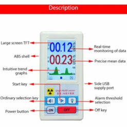 ASUPERMALL Compteur Geiger Portable Détecteur De Rayonnement Nucléaire Dosimètre De Rencontres Détecteurs De Marbre Testeur De Rayons X Bêta Gamma, Blanc - Blanc -Outil de l'électricien Soldes 2022 63927567 5