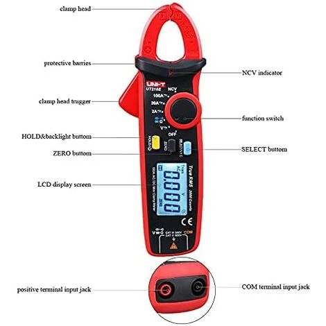 BENOBBY KIDS UT210E True RMS AC/DC Mini Clamp Mètres W/Testeur De Capacitance 3 BENOBBY KIDS UT210E True RMS AC/DC Mini Clamp Mètres W/Testeur De Capacitance – Image 3