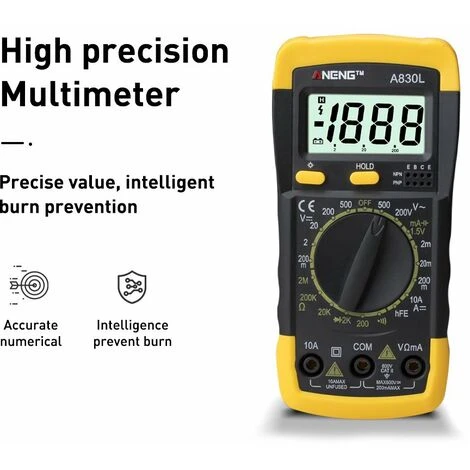 LIFCAUSAL Voltmètre LCD Numérique Ampèremètre Ohmmètre Multimètre Volt AC DC Testeur Mètre 2 LIFCAUSAL Voltmètre LCD Numérique Ampèremètre Ohmmètre Multimètre Volt AC DC Testeur Mètre – Image 2