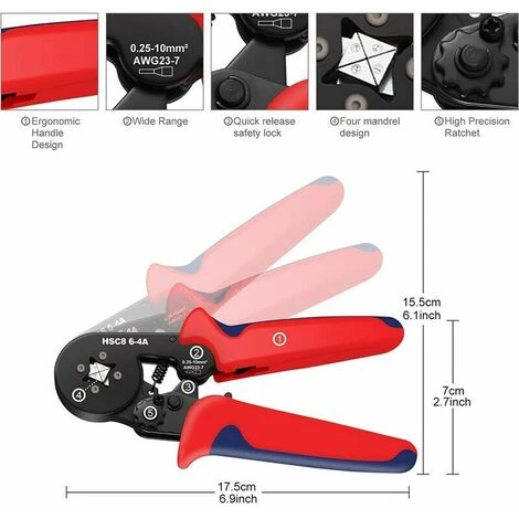 Dontodent Pince à Sertir Sur 4 Côtés 1200 Embouts De Câblage Pince Sertissage Cosses Outils 0.25–10 Mm² Electricien Professionnel 5 Dontodent Pince à Sertir Sur 4 Côtés 1200 Embouts De Câblage Pince Sertissage Cosses Outils 0.25–10 Mm² Electricien Professionnel – Image 5