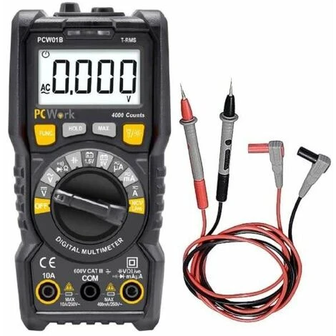Multimètre Numérique True Rms 600v/dc/ac 10a/dc/ac Résistance 40mg Pcwork Pcw01b 2 Multimètre Numérique True Rms 600v/dc/ac 10a/dc/ac Résistance 40mg Pcwork Pcw01b – Image 2