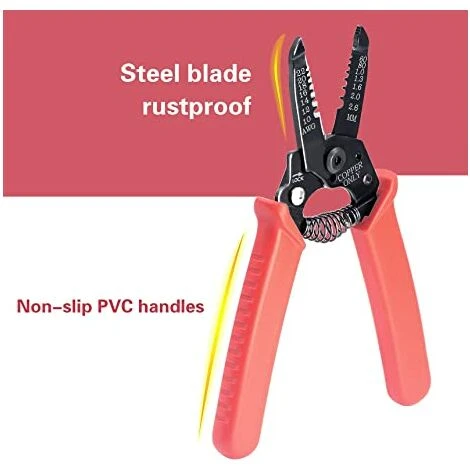 LTS FAFAPince à Dénuder Et Coupe-fil, Pince à Dénuder Pour Fil De Cuivre Dur De 0,6 à 2,6 Mm, Fil Toronné Et Fil Multiconducteur, Longueur 165 Mm, Rouge 5 LTS FAFAPince à Dénuder Et Coupe-fil, Pince à Dénuder Pour Fil De Cuivre Dur De 0,6 à 2,6 Mm, Fil Toronné Et Fil Multiconducteur, Longueur 165 Mm, Rouge – Image 5