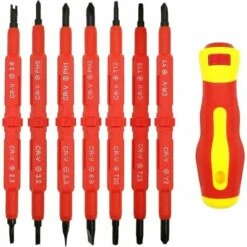 SLBRILLèRE 7 Pièces De Tournevis Isolé Par électricien-solide Jeu De Tournevis Isolé électromagnétique-14 En 1 Kit D'outils De Réparation En Alliage De Chrome Vanadium