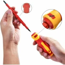 SLBRILLèRE 7 Pièces De Tournevis Isolé Par électricien-solide Jeu De Tournevis Isolé électromagnétique-14 En 1 Kit D'outils De Réparation En Alliage De Chrome Vanadium -Outil de l'électricien Soldes 2022 65176834 3